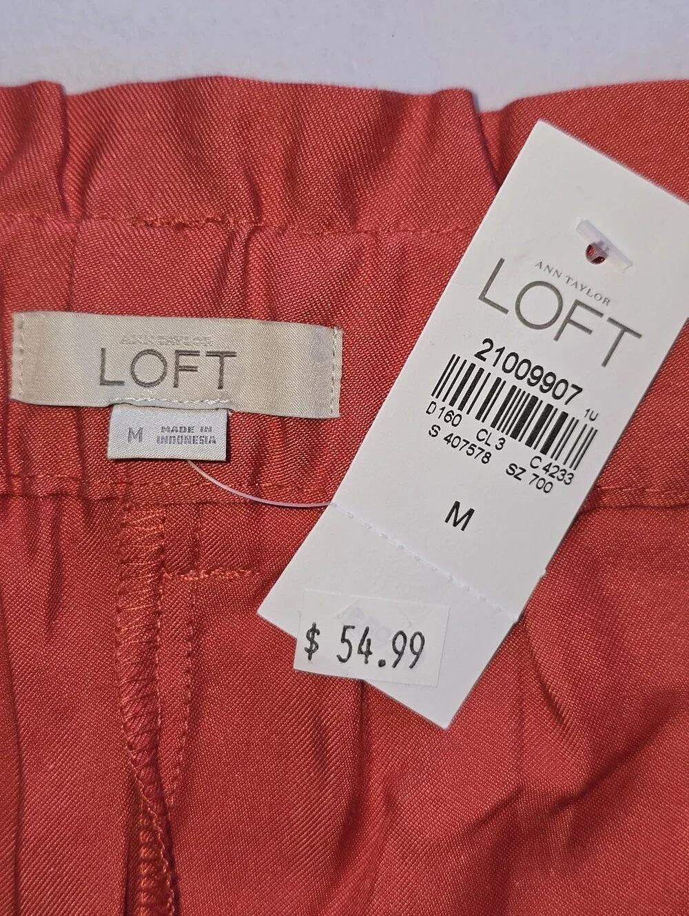 LOFT Red Orange Paper Bag Waist Belted Skirt NEW with Tag M